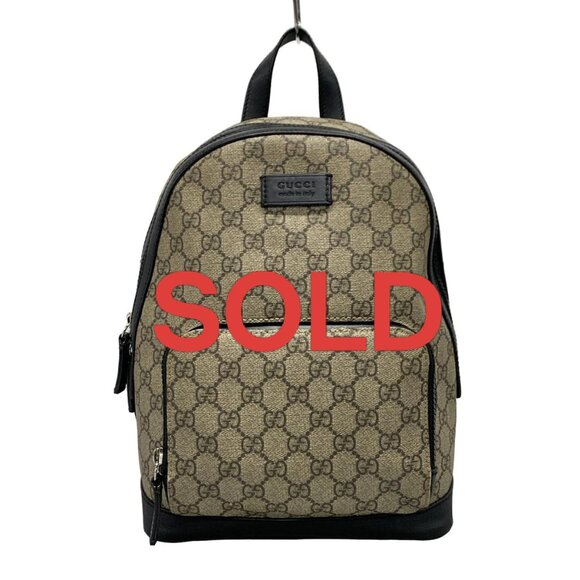 GUCCI GG Supreme Canvas Small Backpack Beige Dark Brown Black PVC -758-060825 - Picture 1 of 14